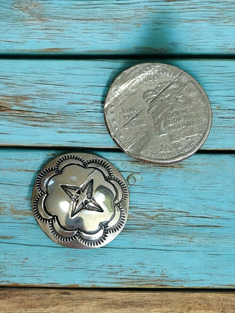 Native American Sterling Silver Button Cover Heart Shape Bench Work Round Type 1