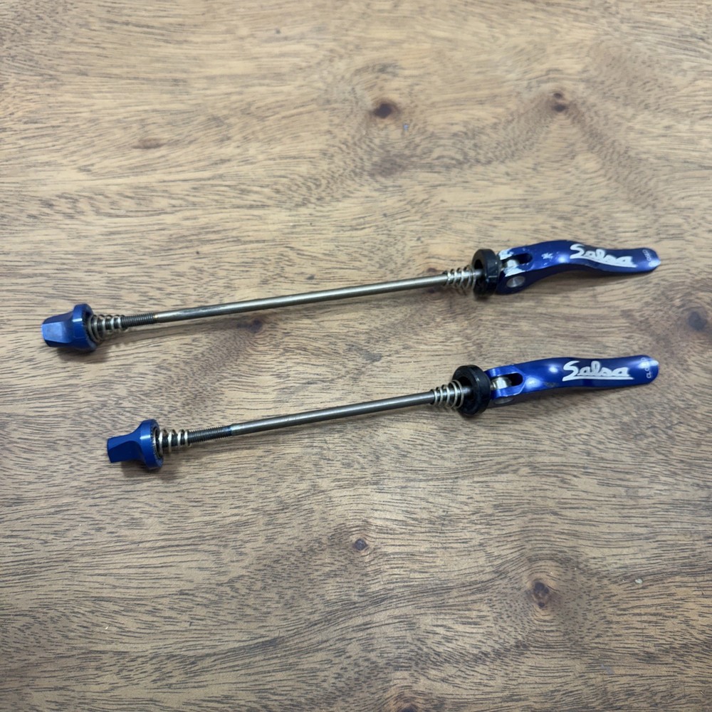 Salsa Front Rear Wheel Quick Release Skewer Pair 130/135m Blue