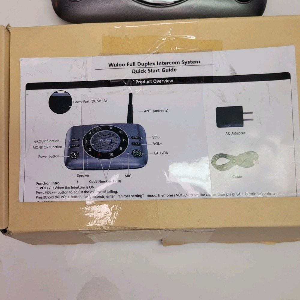 Wuloo Full Duplex Wireless Intercom System Single Unit