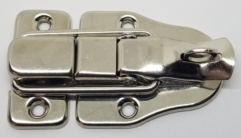 3" Nickel Plated Locking Drawbolt lock WITH PADLOCK LOOP jewelry small latch ant