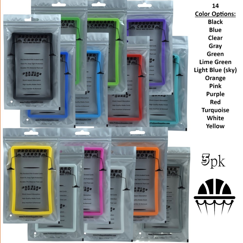 5pk PSA Slab Guards for Standard Graded PSA Slabs - Multicolor Options