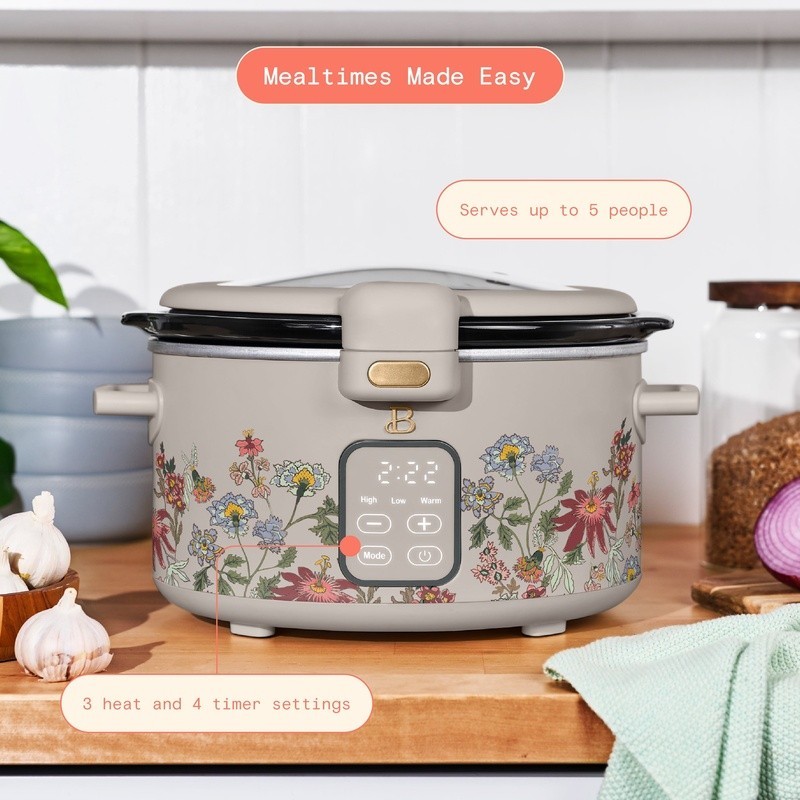 4qt Slow Cooker W/ Locking Lid Dishwasher Safe Digital Display Timer Settings US