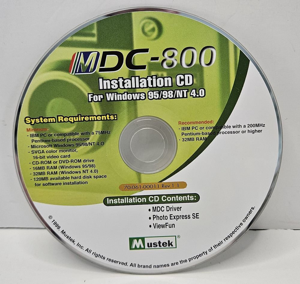 Mustek MDC-800 Installation Guide