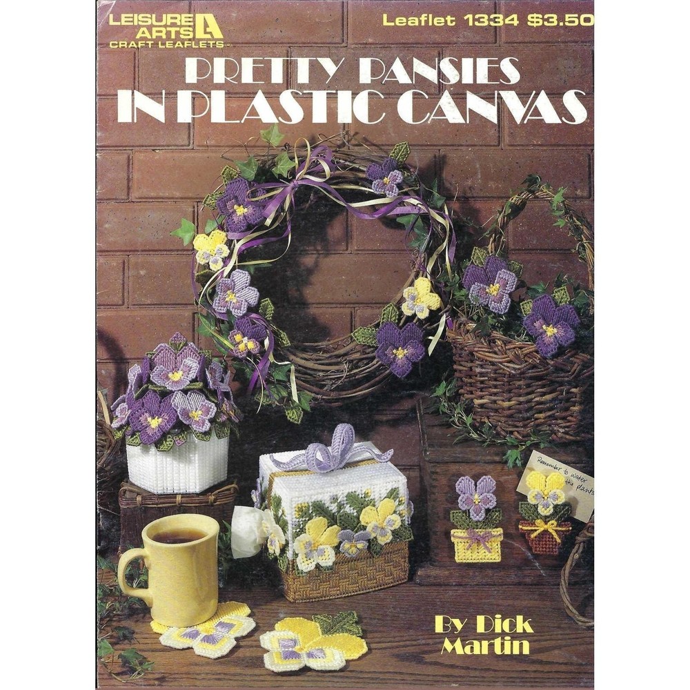 Pretty Pansies Plastic Canvas Pattern Book Leisure Arts #1334