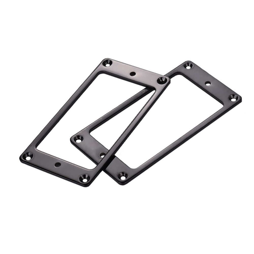 2 Pcs Guitar Humbucker Pickup Mounting Ring Frame Bridge Neck Flat Bottom Black