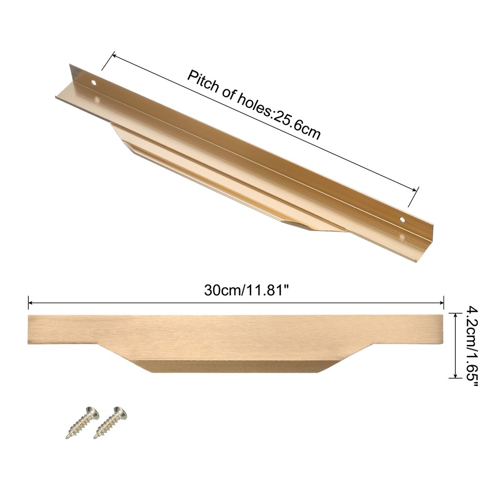 10 Pack Finger Edge Pull Cabinet Pulls Finger Pulls 256mm Hole Diameter Gold