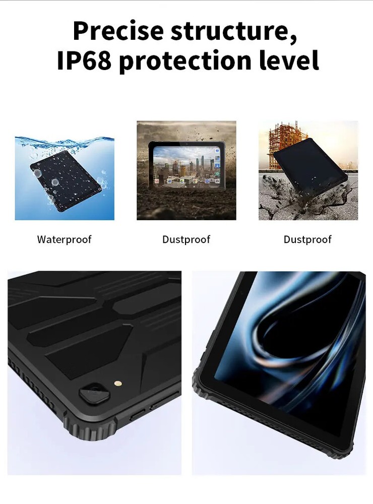High Performance 10'' IP68 Waterproof Android 12 Rugged 4G Tablet PC