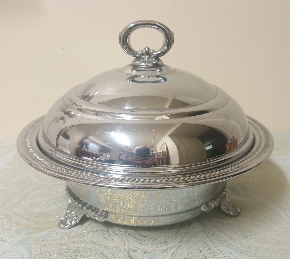 Footed Silver Plate Chafing Dish Hallmarked K S In