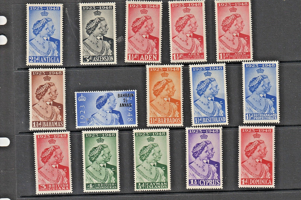 British Commonwealth 1948 Silver Wedding 15 Different Countries Mint Hinged