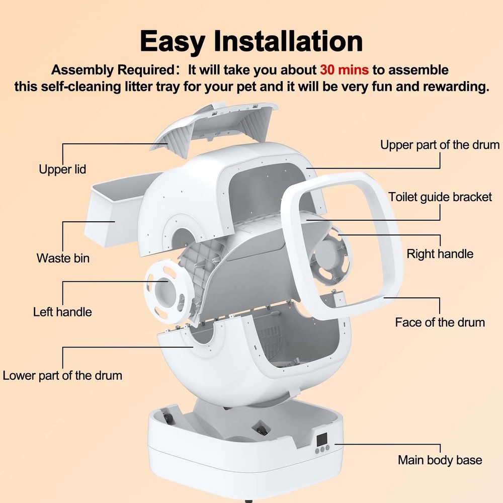 Mintakawa Automatic Cat Litter Box Self Cleaning - APP Control Medium, White