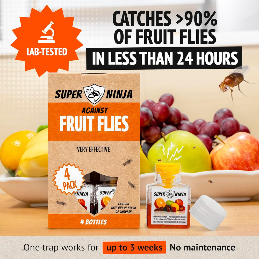 Fruit Fly Traps for Indoors - 4 Pack, Highly Effective Fruit Fly Catcher for Ind