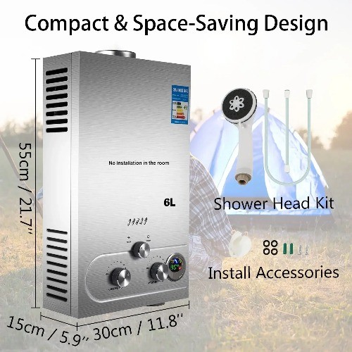 New 6L-18L Propane Gas Tankless Water Heater, Bathroom heating instant,Outdoors