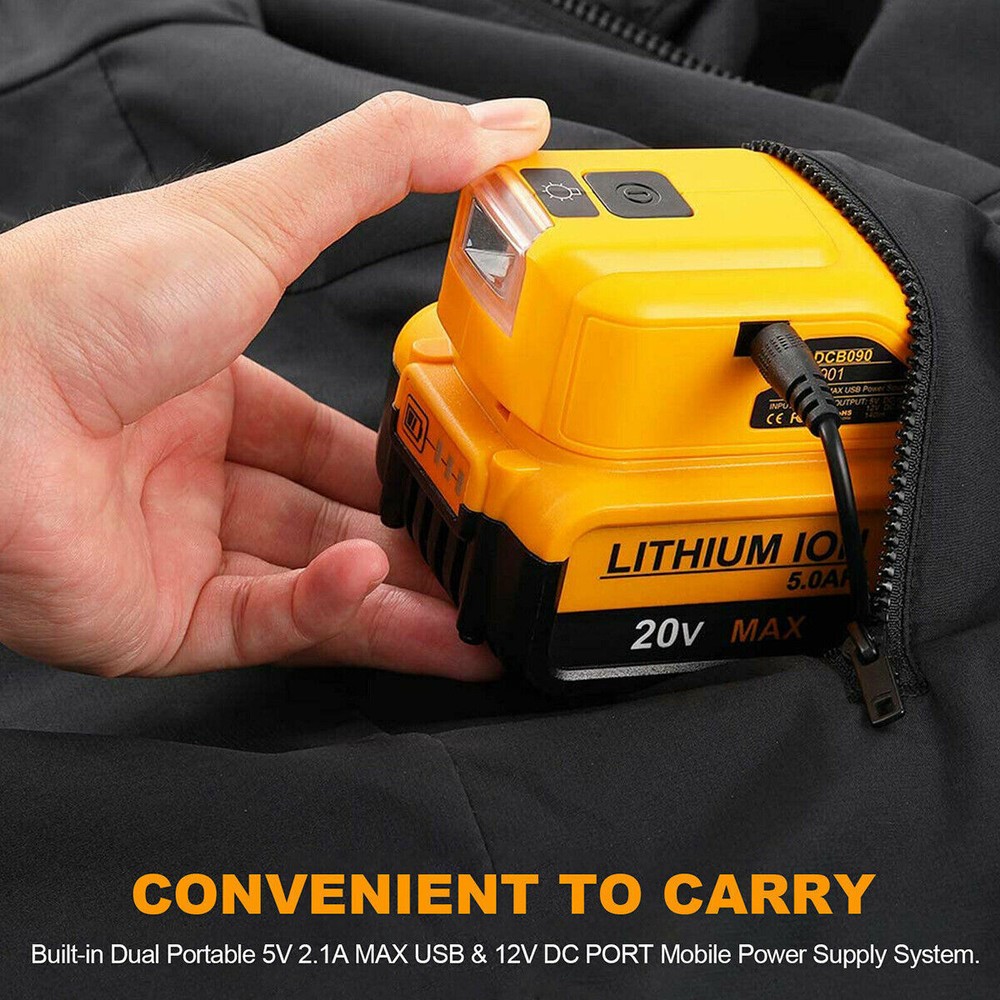 Power Source Lithium Battery Charger 2 USB Adapter For Dewalt 20V/18V DCB090