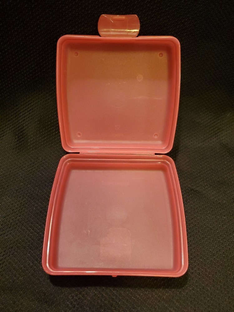 Tupperware Sandwich Keeper Container Hinged 1 Pink and 1 Blue Square