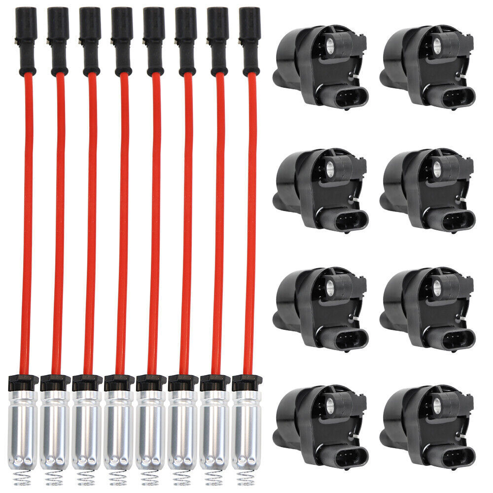 8pcs Round Ignition Coil Spark Plug Wire For GMC Chevy Silverado 1500 5.3L 6.2L