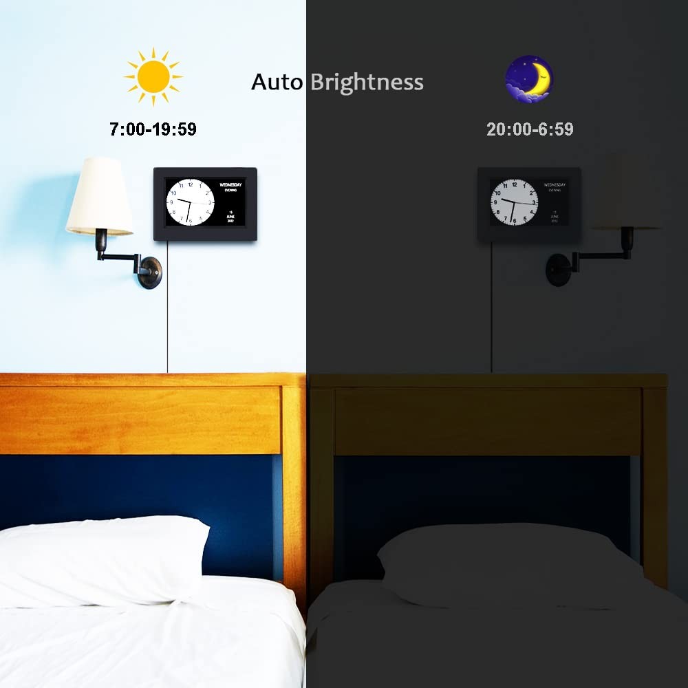 AINFTIME DST Clock with Day and Date for Elderly-3 Display Digital Calendar A...
