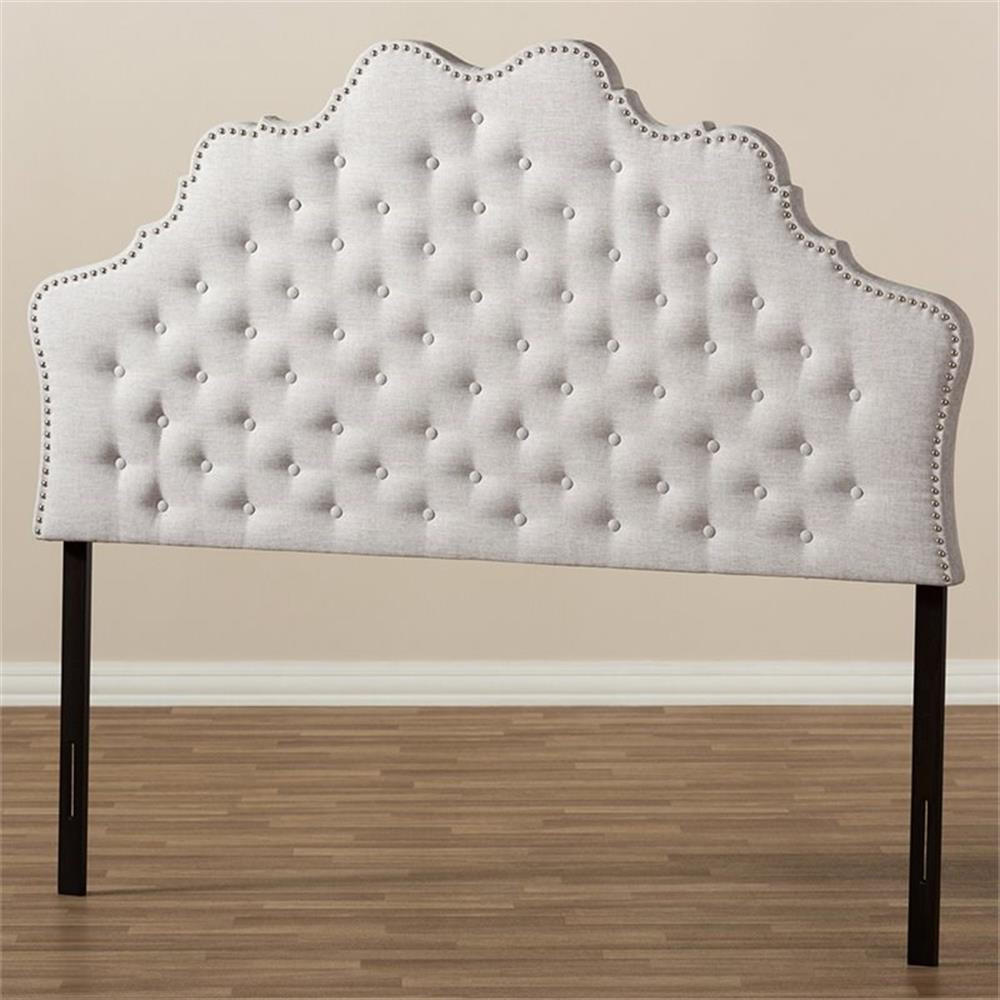 Baxton Studio Hilda Tufted Queen Panel Headboard in Grayish Beige