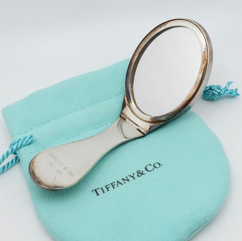 Tiffany & Co. Hand Held Folding Compact Travel Mirror 4"