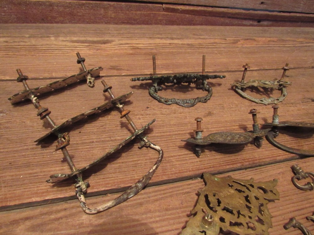 Vintage LOT Drawer Pull Handle Metal Hardware - Brass & Metal!