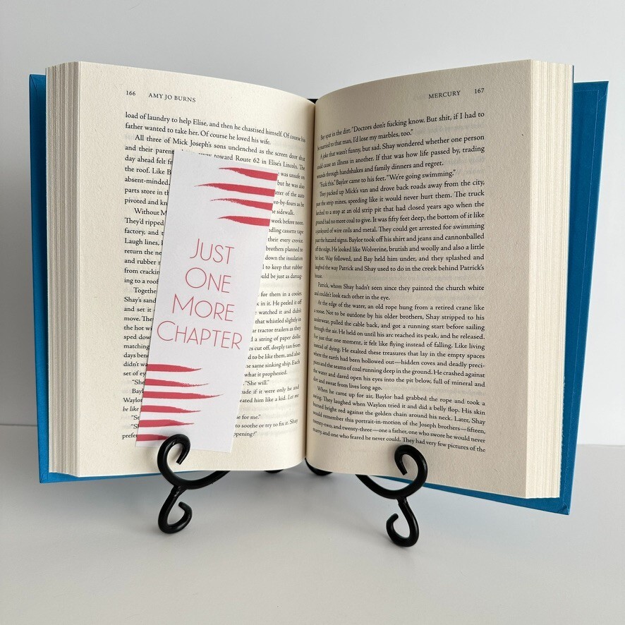 Bookmark, "Just One More Chapter," (Salmon)