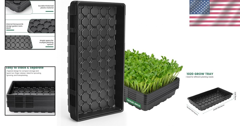 Fodder Trays 10-Pack - Heavy Duty Seed Starter Flats=