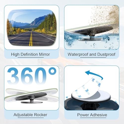 4 Pack Blind Spot Mirrors for Car—Frameless Side Mirror Rectangle—4pcs