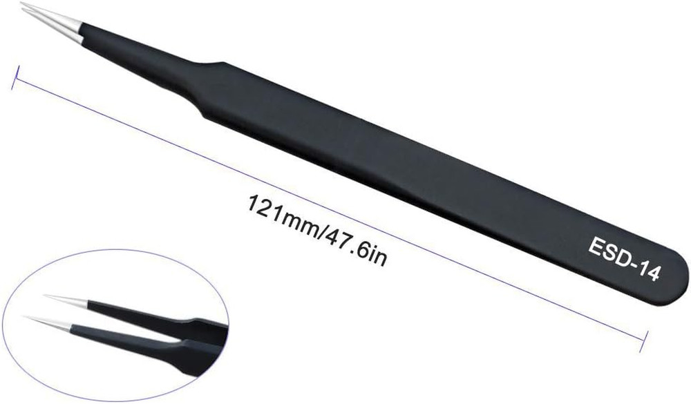 ESD anti Static Precision Electronics Tweezers Tools Kit,Non Magnetic Multi-Stan
