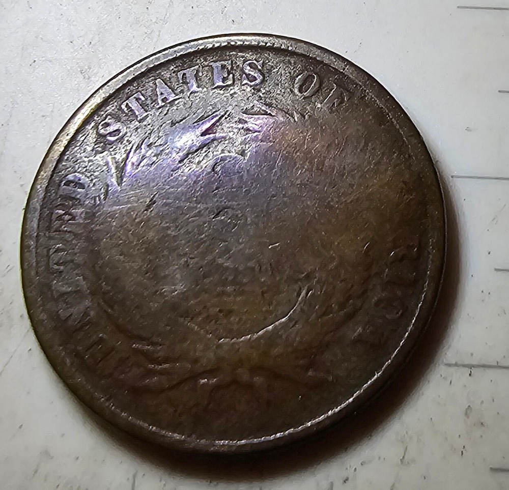 Dateless 2c Two Cent Piece US Copper Coin Counter Stamp "COT COL"