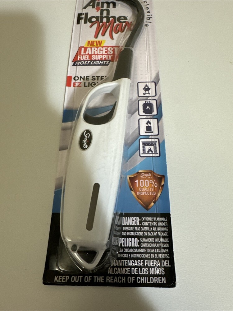 Scripto Aim N Flame Max Flexible Lighter White