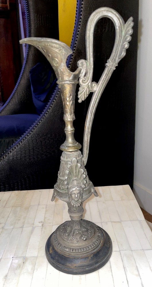 Antique Cast Ewer/Pitcher Clock Garniture