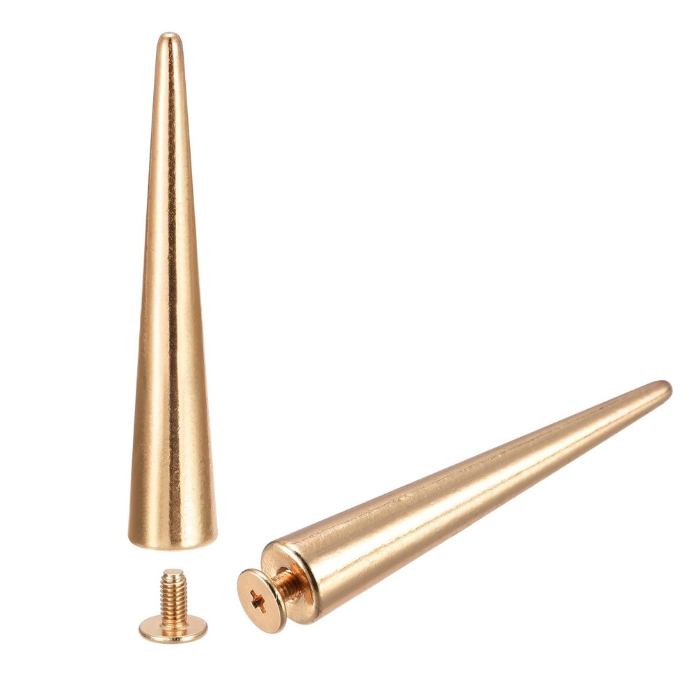 10x55mm Screw Back Rivets,15 Set Solid Leather Studs DIY Gold Tone