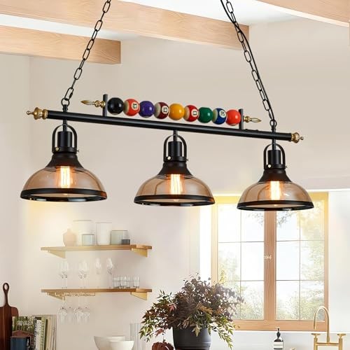 7'-8' Hanging Pool Table Light Billiard Pendant Light Adjustable Light, Retro