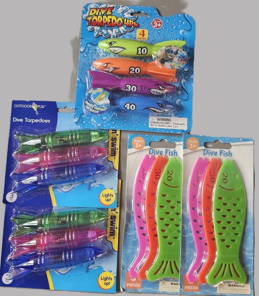 Pool and Dive Toys : Multi-Colored : Light-Up : Translucent : Dive Fish/Torpedos