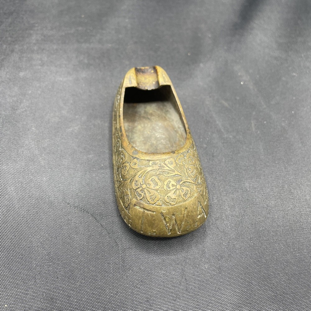Vtg Brass Small Shoe Ashtray