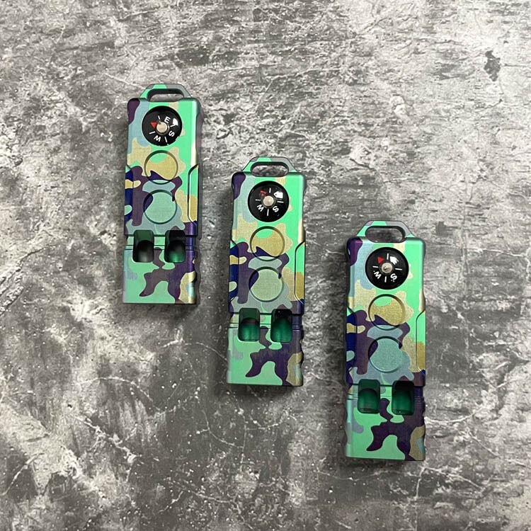 Titanium Alloy Outdoor Survival Safty Whistle Training Warning Tool with Compass