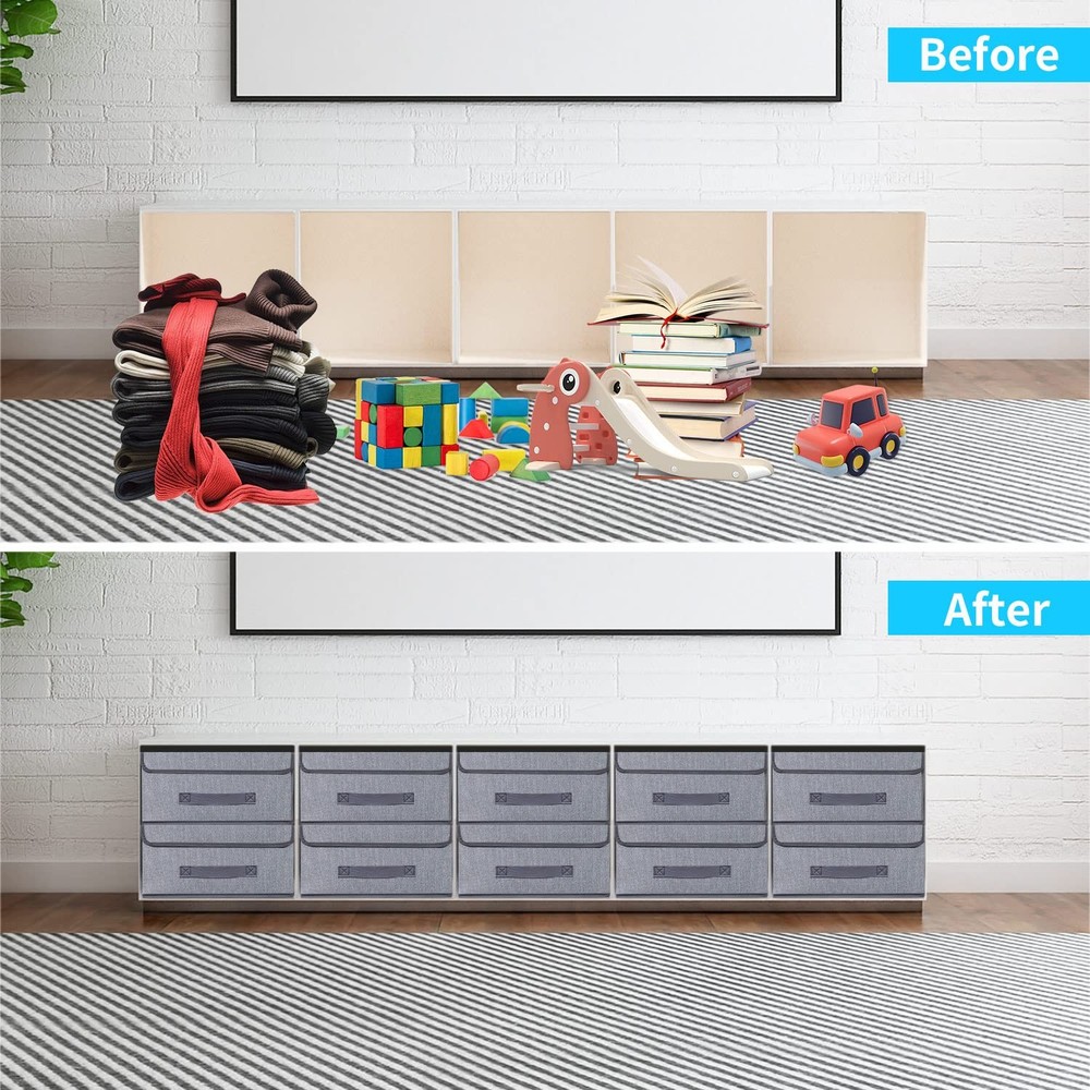 Foldable Storage Bins Cubes Boxes with Lid - Storage Box Cube Cubby Basket Cl...