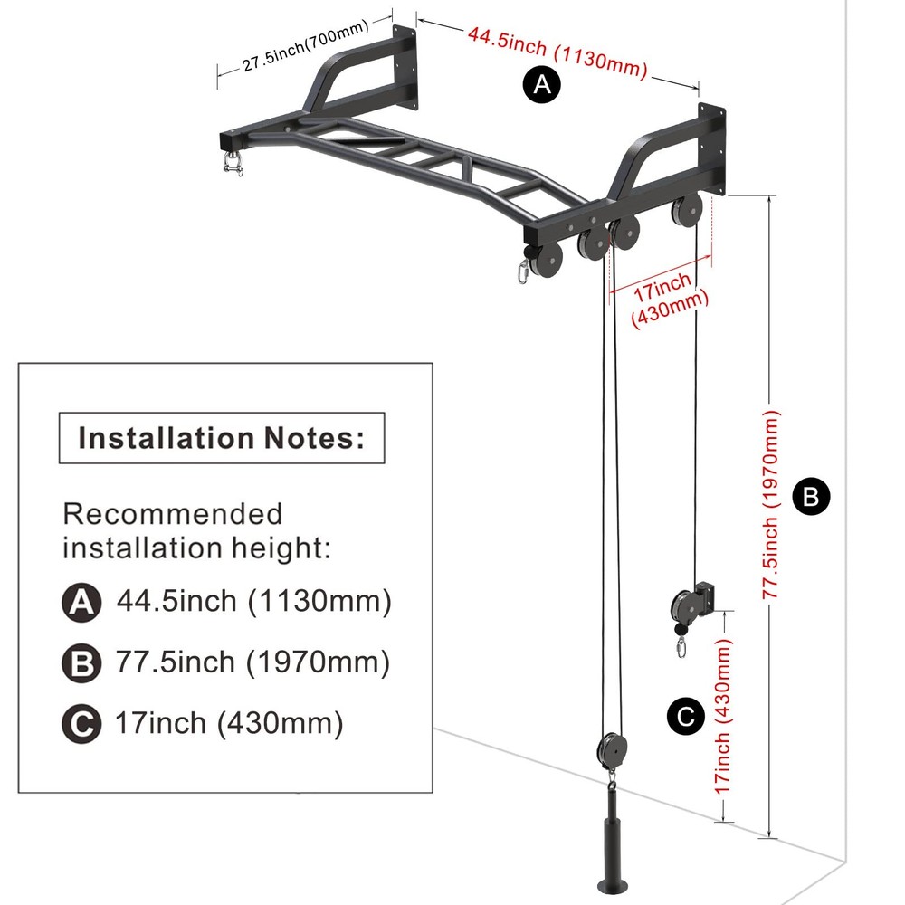 SELEWARE 48 Heavy Duty Pull Up Bar Wall Mount Multi-function Chin up Bar with...