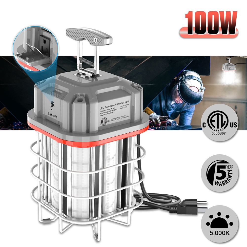 100W LED 5000K Temporary String Work Light Linkable Constraction JobSite Light