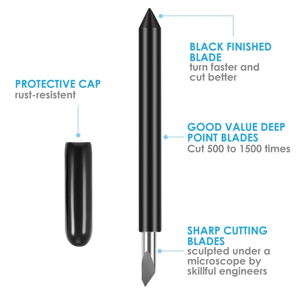 10PCS Deep Point Cutting Blades Compatible with Maker/Maker 3/Explore Black