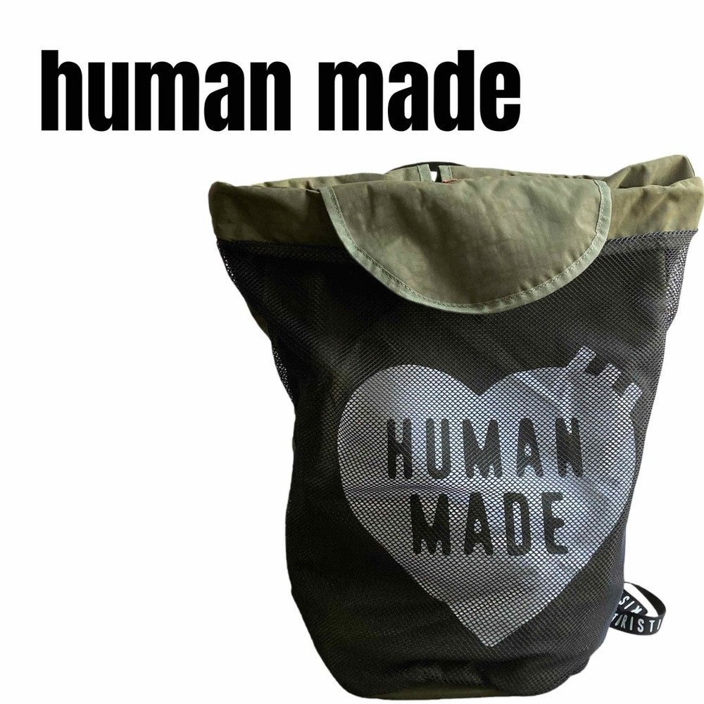 Human Made Drawstring Mesh Backpack Olive From Japan