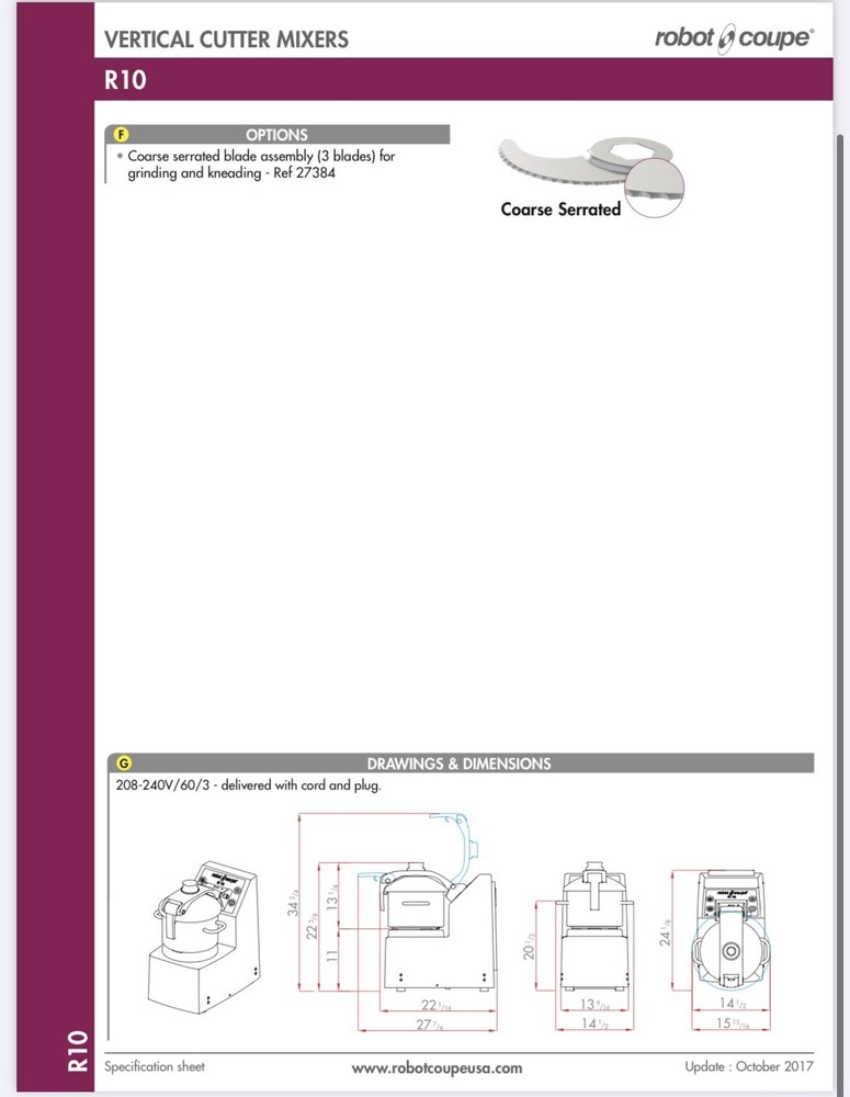 REFURBISHED💥 Robot Coupe R10 💥FOOD PROCESSOR