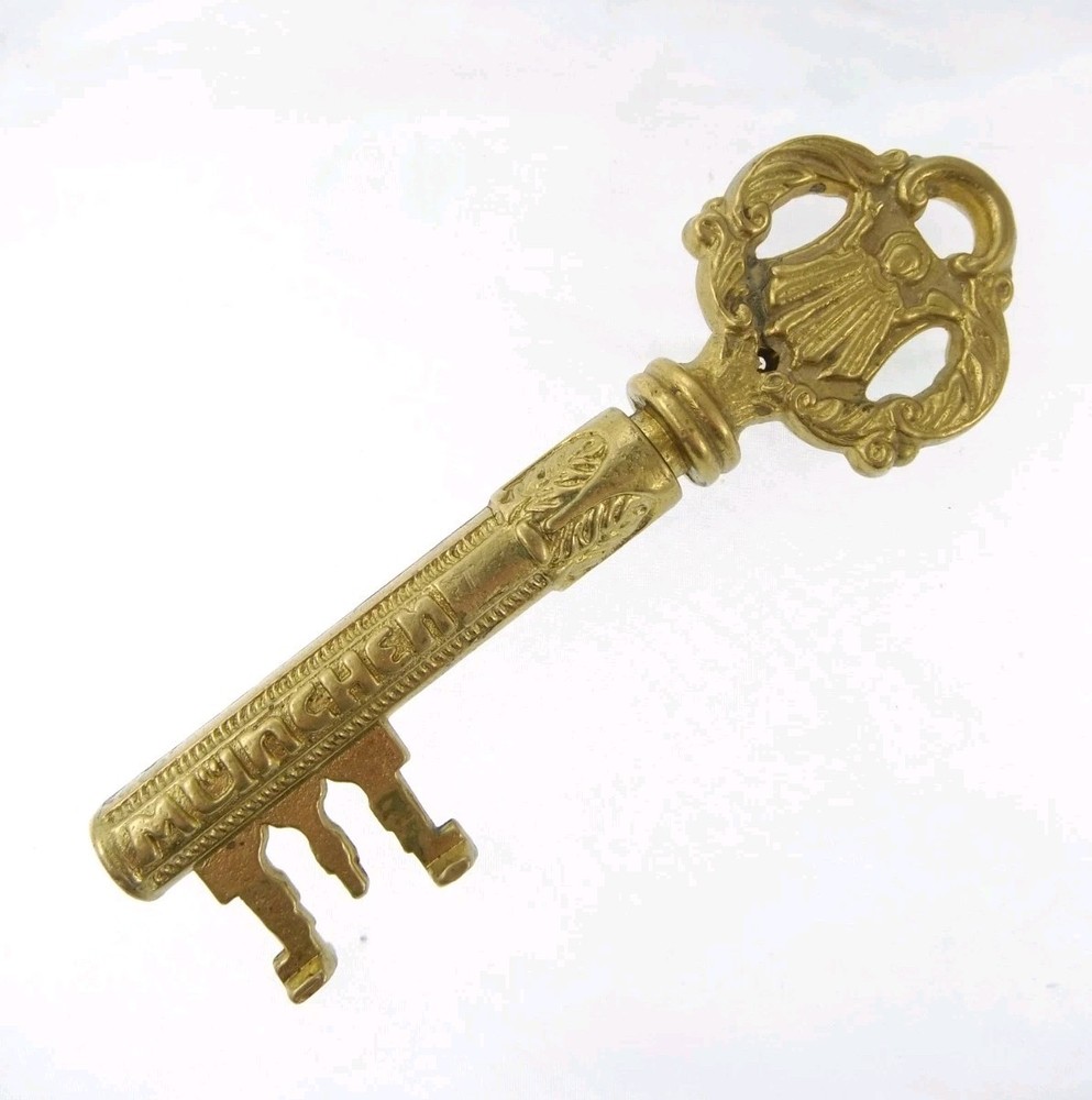5.7" Munchen Germany Vintage Brass Key Corkscrew Barware Munich