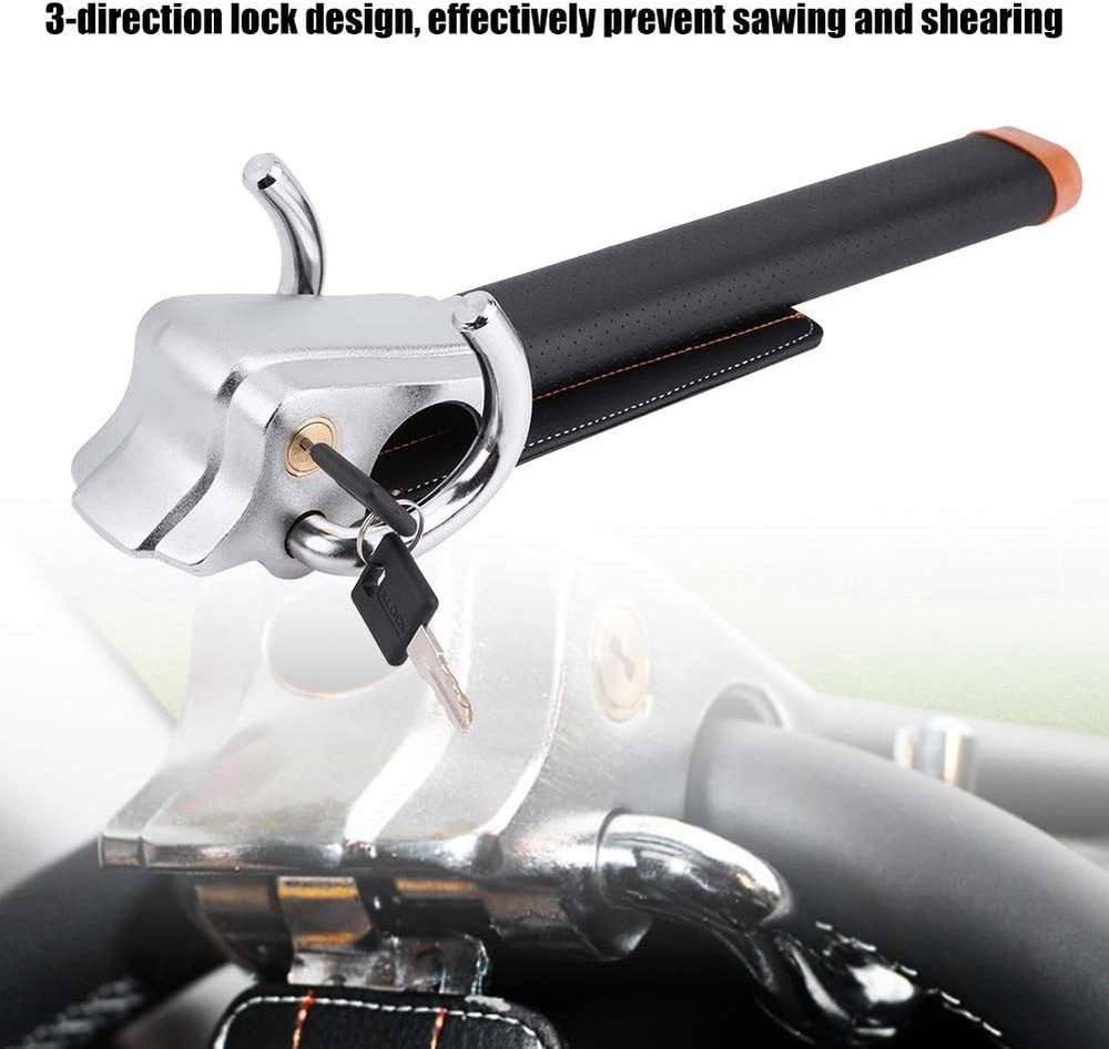 Car Steering Wheel Lock, Folding Anti-Theft Black + Silver