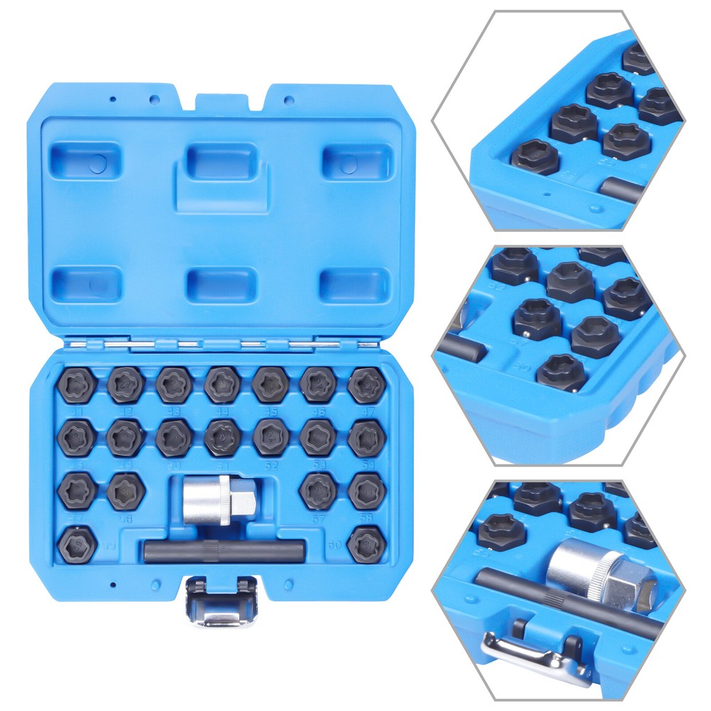 22pcs For BMW MASTER LOCKING WHEEL Anti-Theft NUT KEY SET REMOVAL LOCK Socket