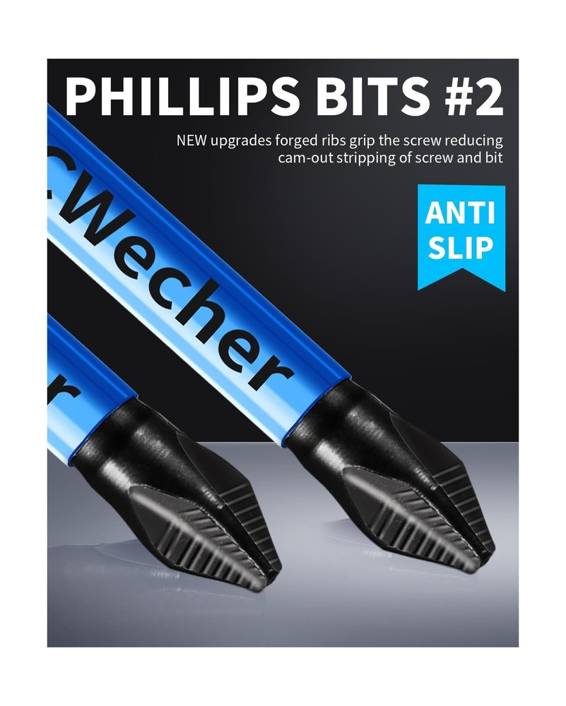 4-Inch Long Phillips Head Drill & Screwdriver Bits 5-Pack, 2 Phillips Bits #2...
