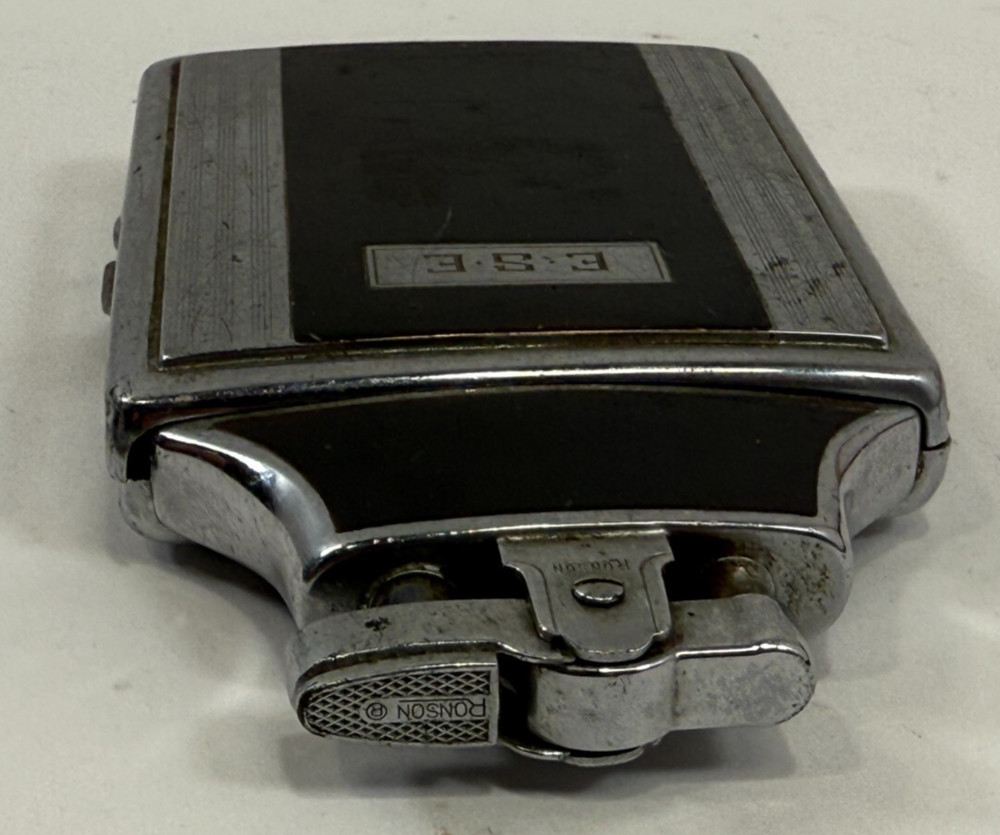 1940s RONSON Mastercase Art Deco Vintage Enamel Cigarette Case & Lighter