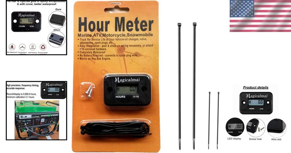 Inductive Hour Meter for Generators & Motorcycles - Essential Maintenance Tool