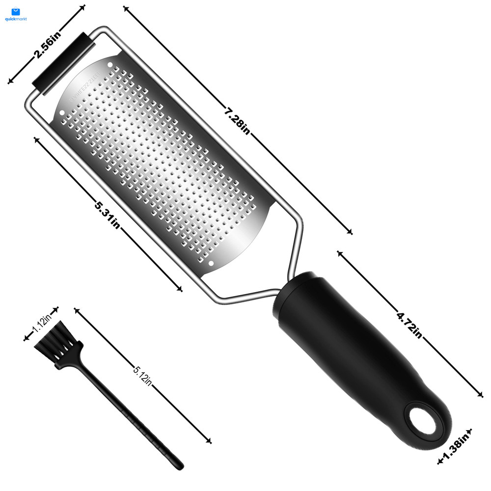 Cheese Zester Grater Handheld with Handle-Lemon Citrus 1 Pack, Black
