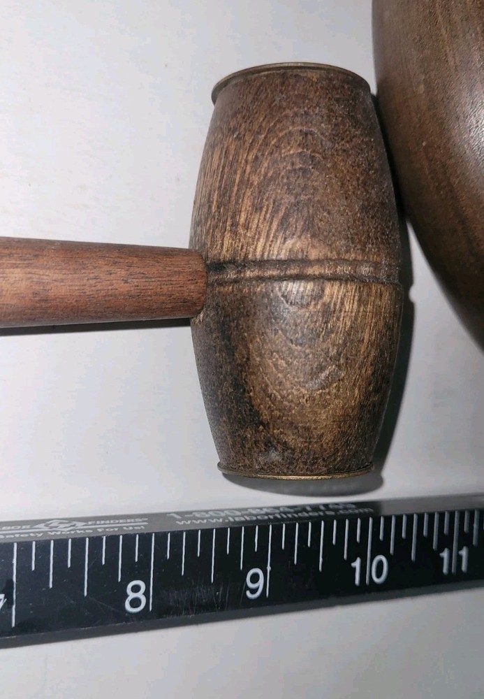 Walnut Bowl And Brass Mallet Nutcracker Vintage Nut Bowl