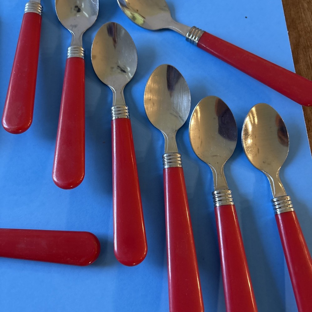 Red Handled Stainless Steel Camping Flatware